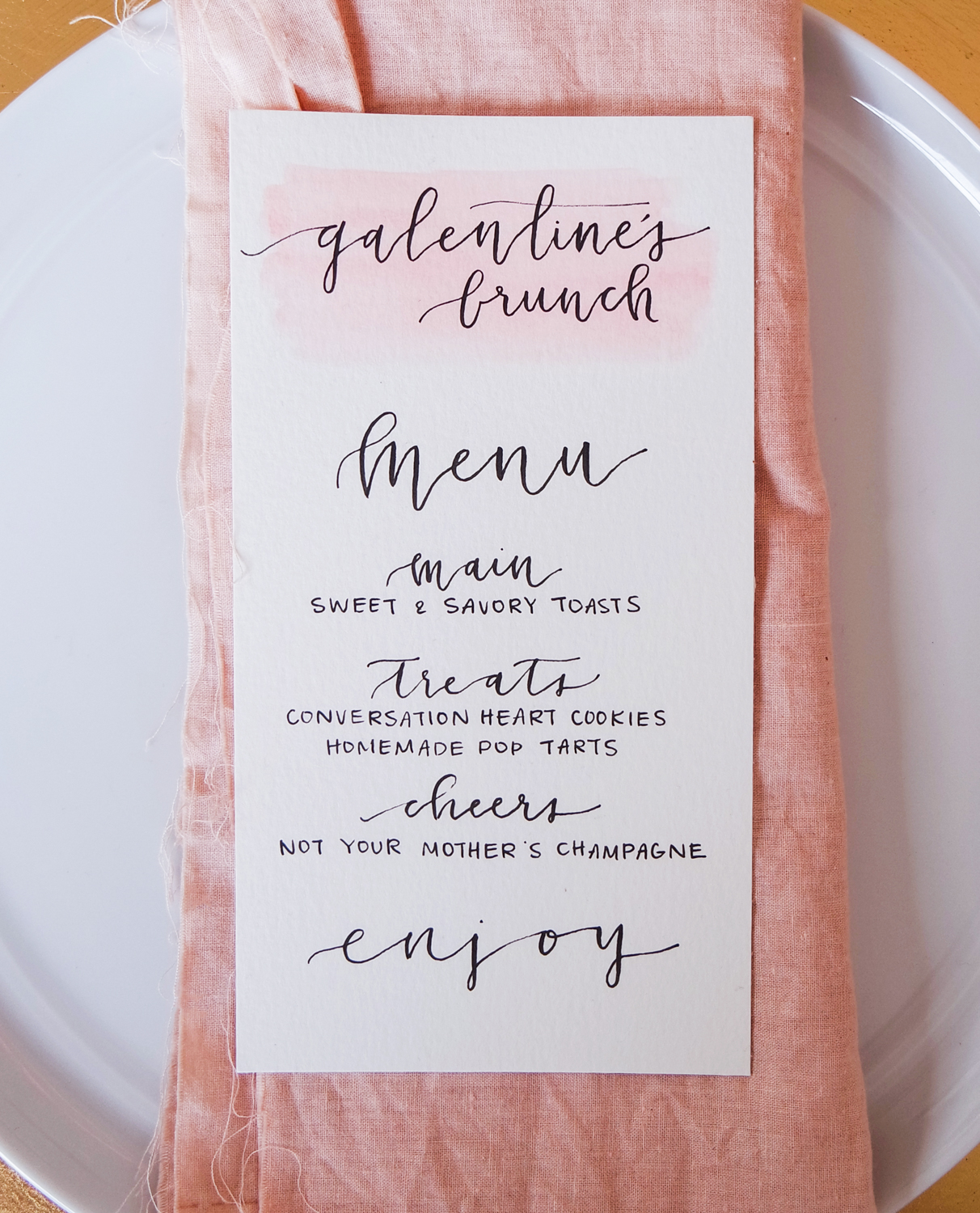 How to throw the best Galentine's Day brunch, calligraphy menu
