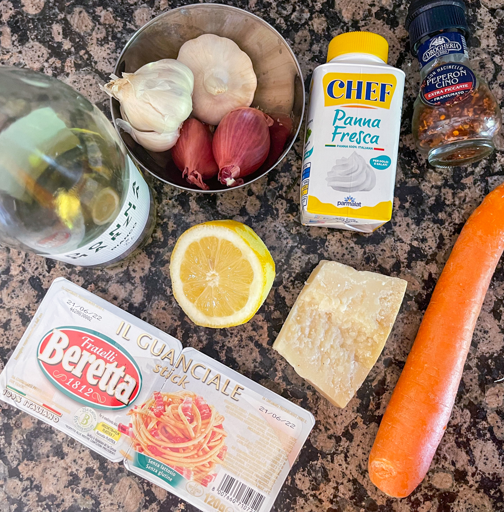 Simple spring pasta ingredients